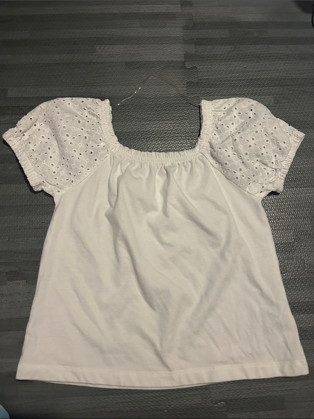 wonder nation White Eyelet Puff Sleeve Square-Neck Tee